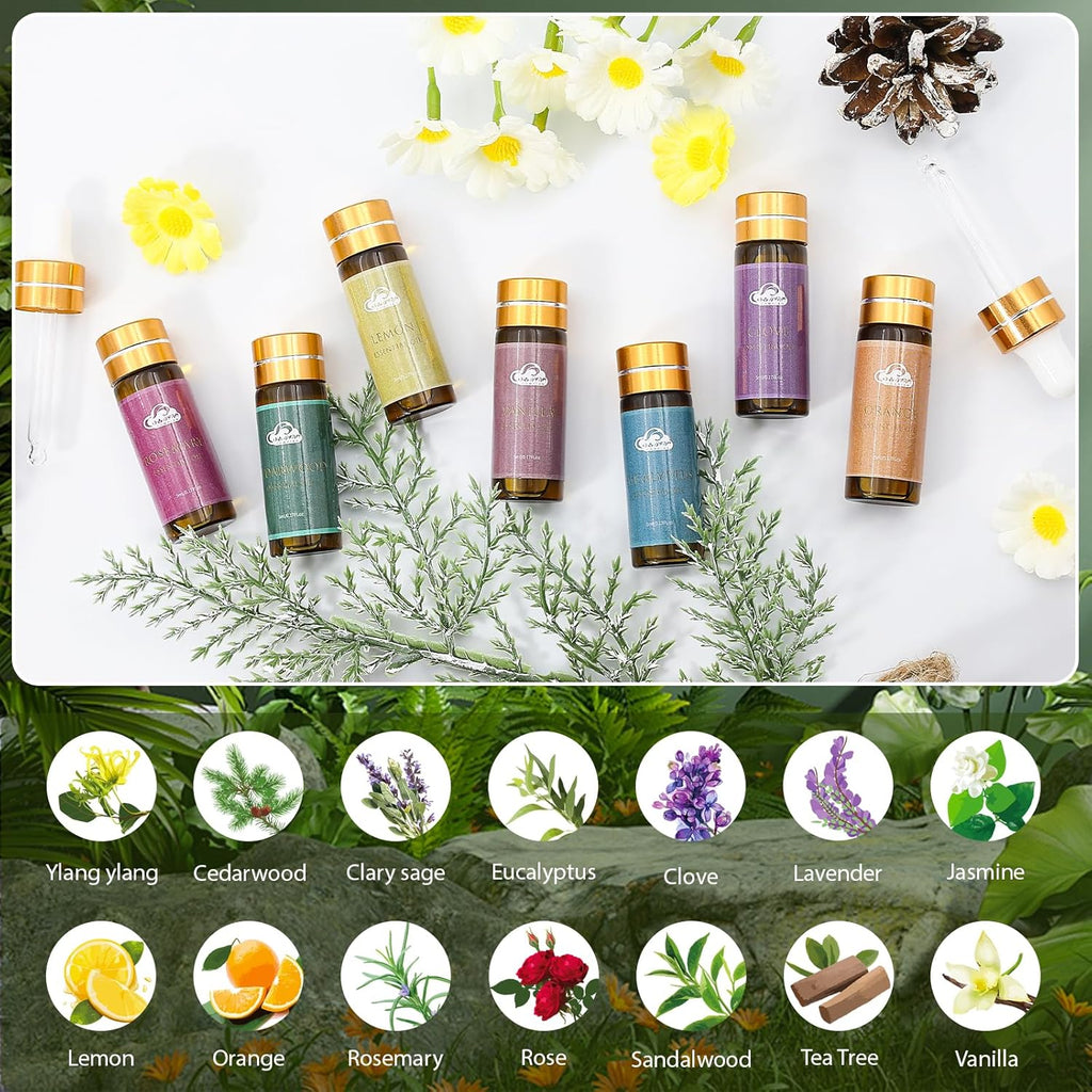 Fragrance Essential Oils Set - 14Pcs, Aromatherapy Oils for Skin, Diffusers, Home Care, Humidifier Laundry, Candle Making - Tea Tree, Sandalwood, Lavender, Vanilla, Eucalyptus and More (5Ml)