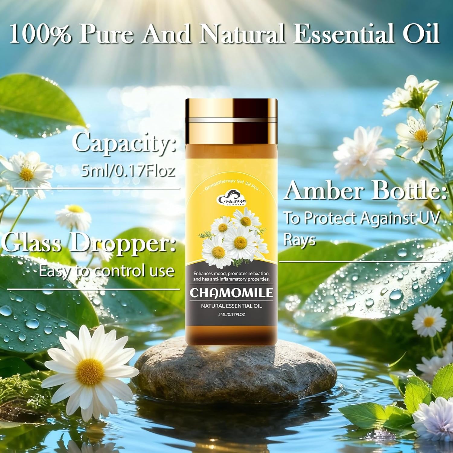 Essential Oil Set, 32 Pcs Fragrance Aromatherapy Oils for Skin, Diffusers, Home Care, Humidifier Laundry, Candle Making - Tea Tree, Sandalwood, Lavender, Vanilla, Eucalyptus and More(5Ml)